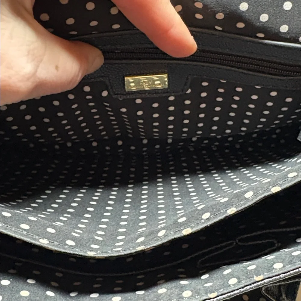 Lulu Guinness Black Faux Leather Crossbody (missing top handle)